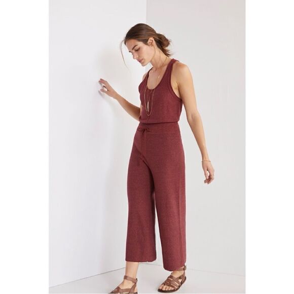 NEW Daily Practice by Anthropologie Cropped Knit Seamed Lounge Jumpsuit Medium - Picture 2 of 4
